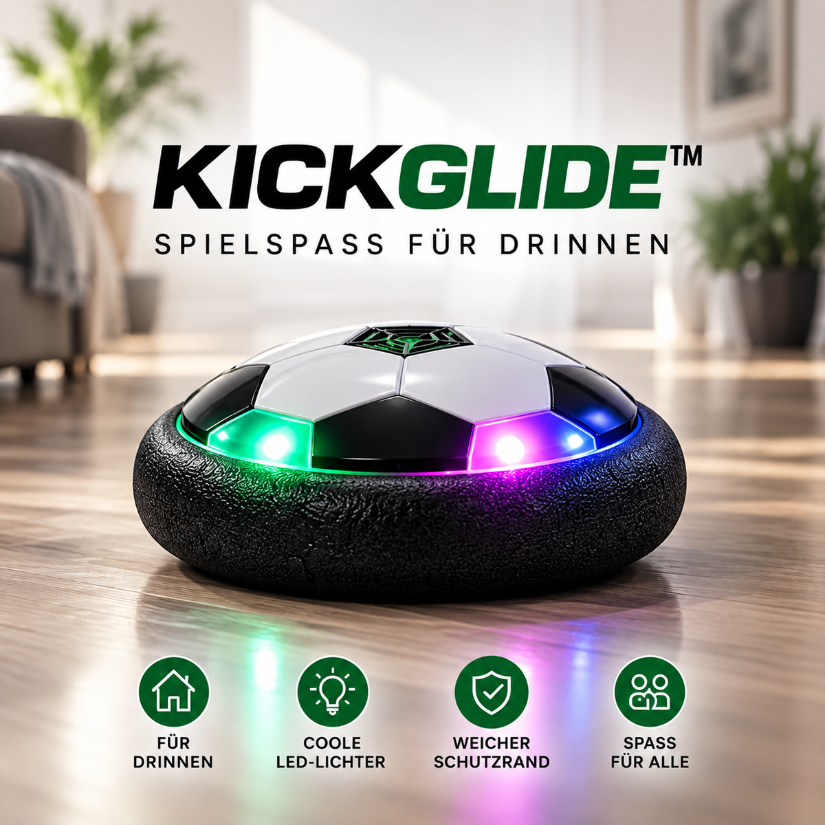 KickGlide™ - Fußballspaß für drinnen – bei jedem Wetter